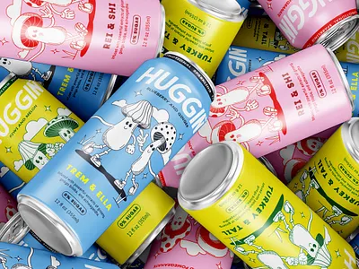 Huggin - Sparkling Tonic beverage brand design brand narrative branding can design character design cpg food and bevera graphic design illustration label design packaging packaging design product retro style sparkling drink