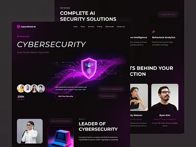 AI Cybersecurity Framer Landing Page ai artificial intelligence b2b corporate cyber cybersecurity dark mode data protection enterprise framer futuristic landing page modern professional saas security startup tech ui design web design