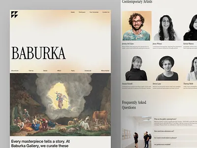 BABURKA - Art Gallery Landing Page art art exhibition art exhibition gallery art exhibition website art gallery art gallery landing page art gallery website art landing apge art website landing page landing page design ui ui design uiux ux web web design website website design