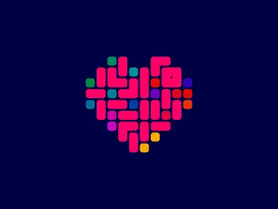 Heart + data for healthtech logo design analysis biology biomedical biotech blocks connections data dna genes health healthcare heart logo logo design medtech rna robust data robust medical tech technology