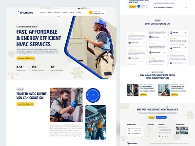 HVAC & Plumbing Website Design best hvac website best plumbing website branding branding hvac design handyman homepage hvac landing page hvac website design illustration landing landing page maintenance plumbing plumbing landing page plumbing website ui uiux web design website