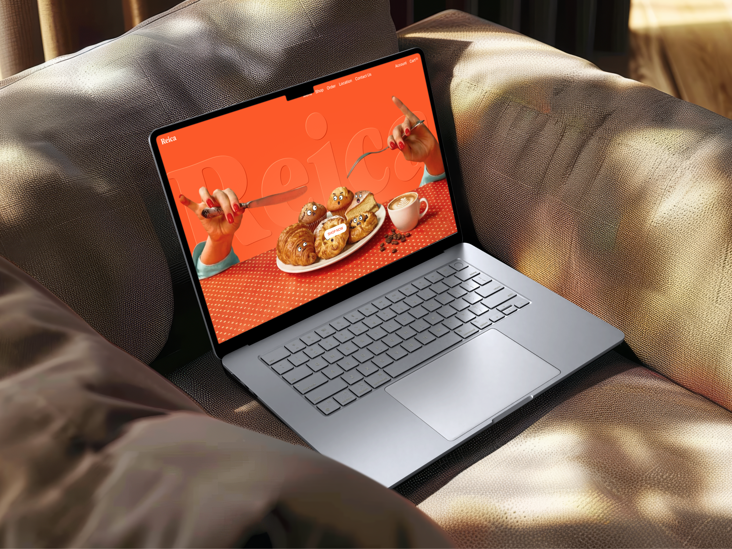 Reica - Coffee & Pastry Landing Page design food beverage illustration landing page minimalist playful ui ui design web web design website website design