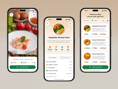 AI Recipe Generator Mobile App ai recipe animation app branding chef clean cooking design food fresh graphic design illustration mobile app recipe recipe generator scan simple ui ux website