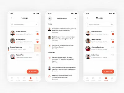 Chat & Notification Screen UI Design app ui app ui desing chat chat screen ui ios app ui message mobile app ui notification ui ui desing uiux uiux design ux ux design