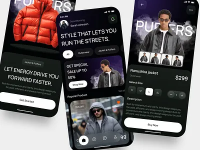 Fashion E-Commerce Mobile App app design app design for ecommarce dark theme app ecommerce inspiration ecommerce mobile app design fashion app fashion store mobile app modern app modern ui online store shopping app ui ui design uix user interface ux design visual design