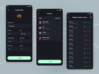 Calorie Counter Mobile App UI app app design calorie counter app calorie tracker app clean figma health health app ios app meal plan app mobile mobile app mobile app design mobile app ui ux nutrition app step counter app ui uiux weight tracker app