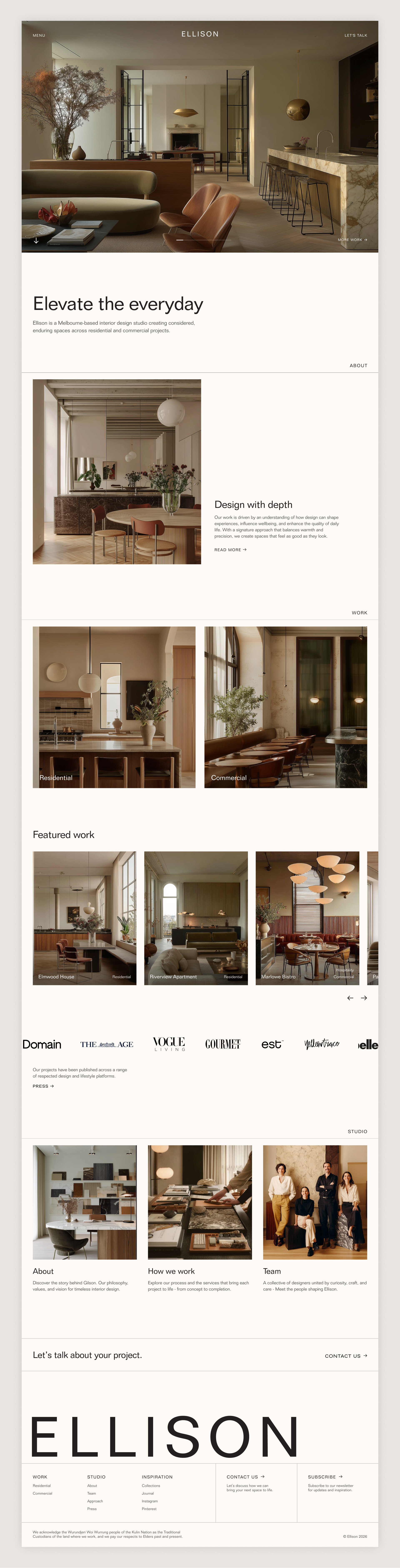 Ellison - Interior Design Studio Website by Stephanie Howden on Dribbble