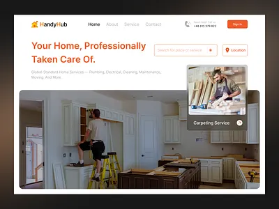 🏠 HandyHub — Home Service Website Hero Section booking platform clean ui handyman home service homepage landing page local services modern ui responsive design service marketplace ui design ux design web design website
