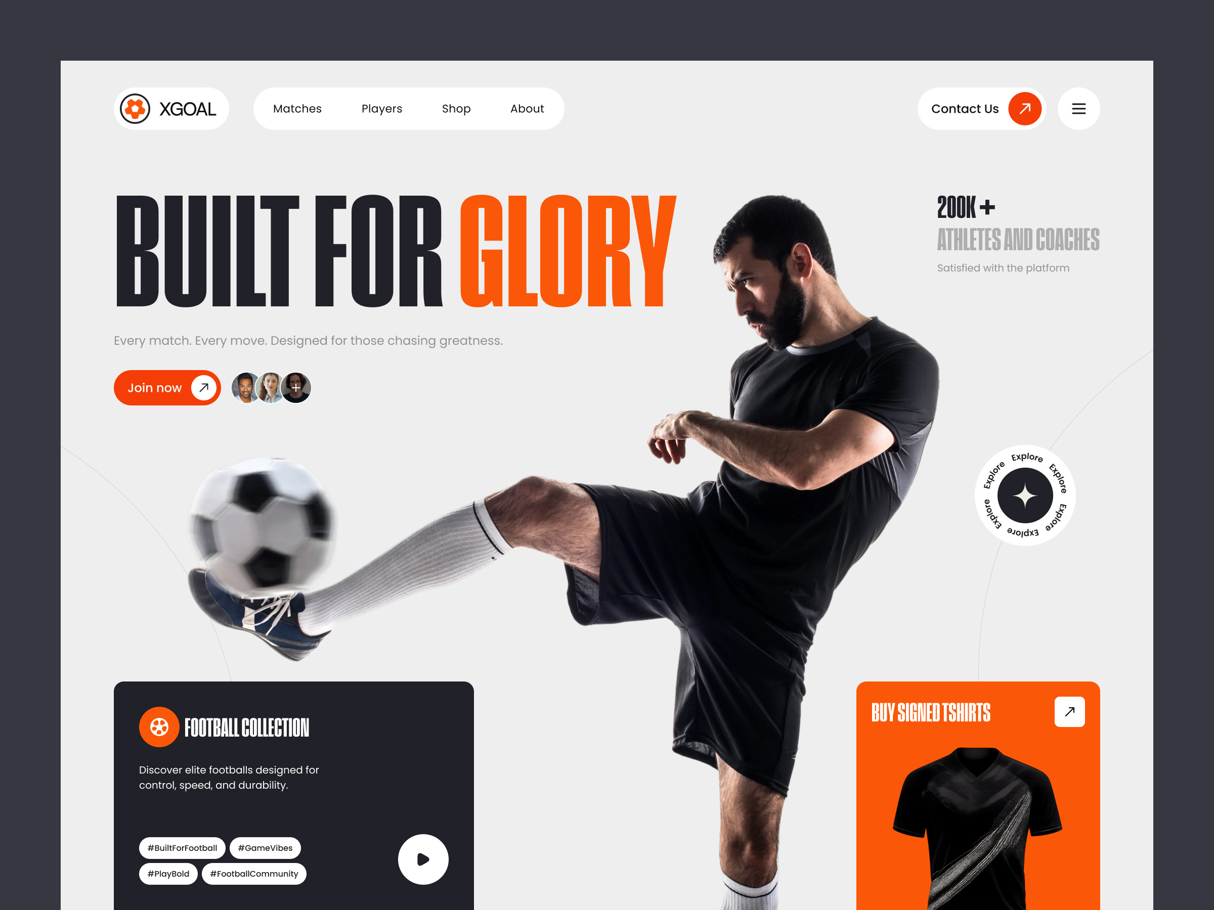 Example of Xgoal - Football Sport Community Landing Page Ui Design
