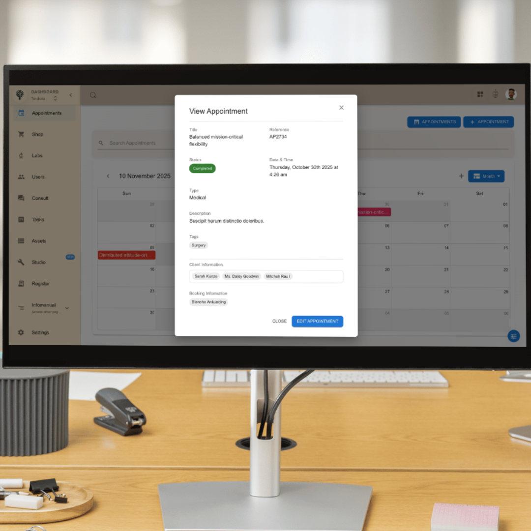 Appointment Scheduling UI — View Appointment Modal (In-App) appointment booking calendar ui dashboard ui desktop modal modal ui product design product ui scheduling ui design ui ux ux design web app workflow design