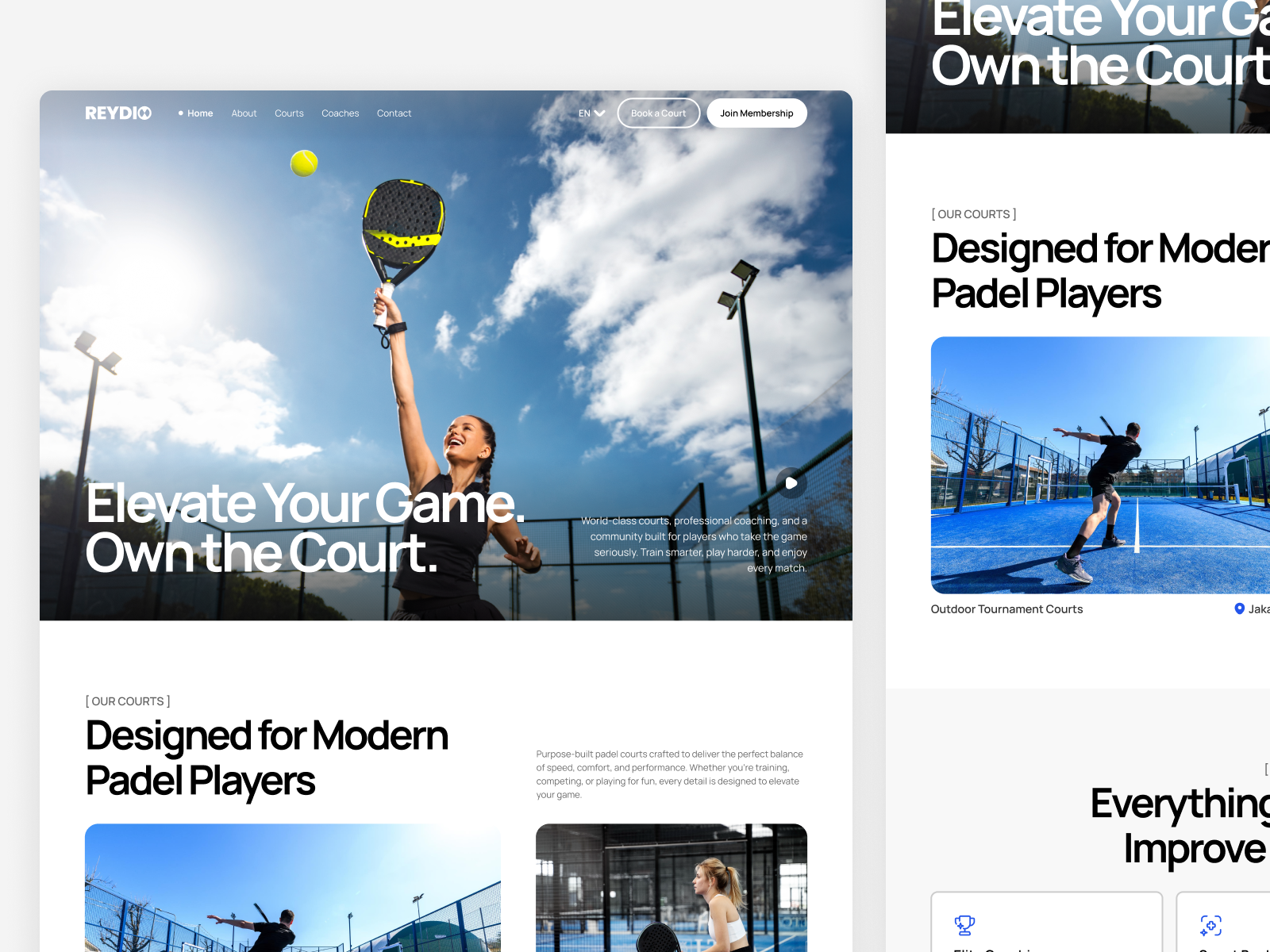 Padel Club Landing Page app appdesign branding cool design graphic design illustration landing page landingpage logo minimalism mobileapp modern padel sport sport website tenis vector website
