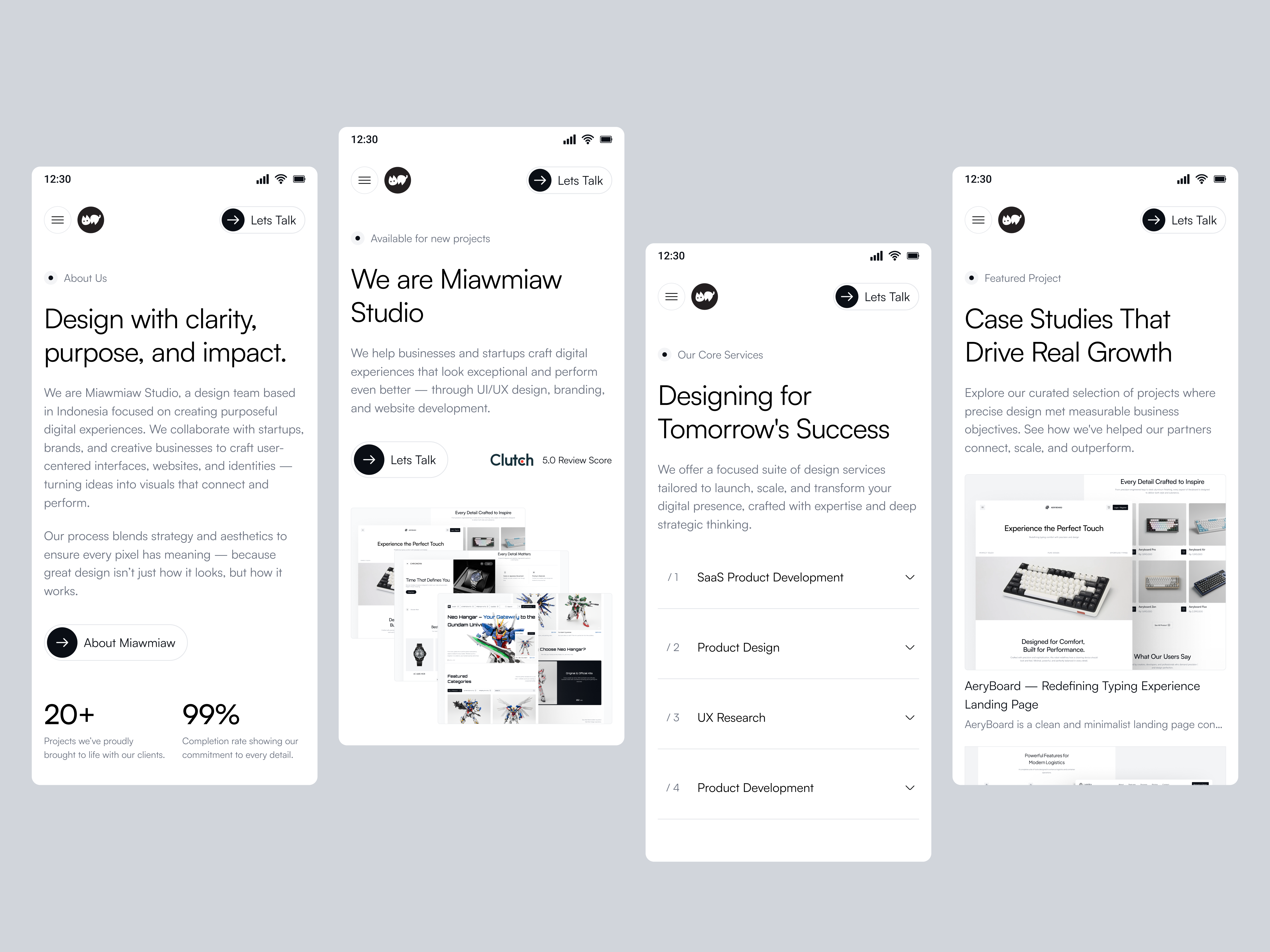 Example of Miawmiaw Studio — Responsive Mobile Website for a Design Studio