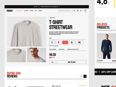 Streetwear T-Shirt Product Page UI branding design figma graphic design illustration logo typography ui ux vector