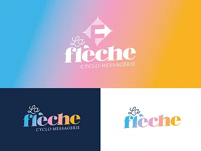 LA FLÈCHE identity, bike messenger company 1900 1920 arrow bicycle bike compass flèche gradient handwork identity logo logotype messagerie messenger old post postal typography vintage