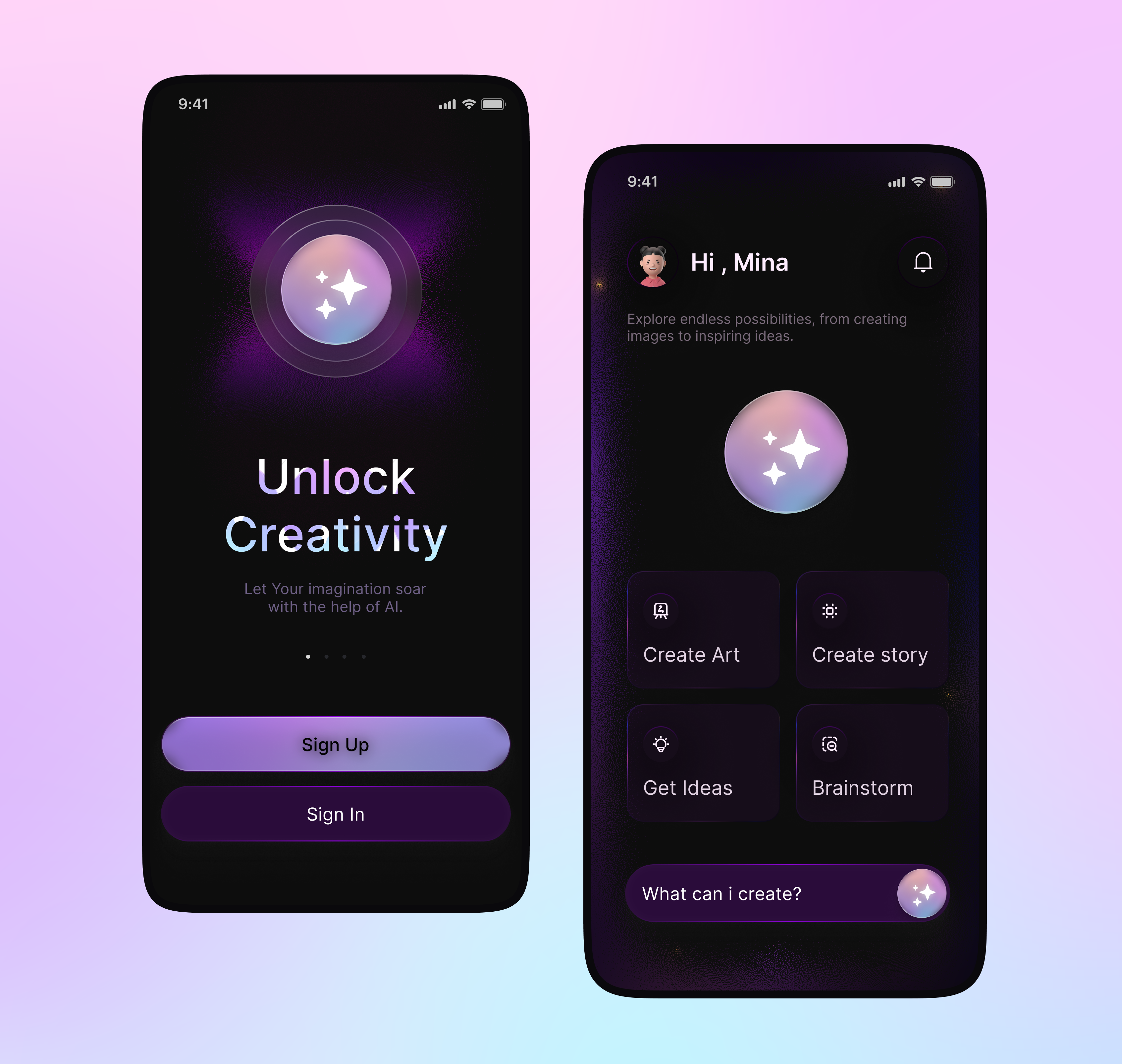 Unlock Creativity – AI Creative App UI ai figma ui uiux