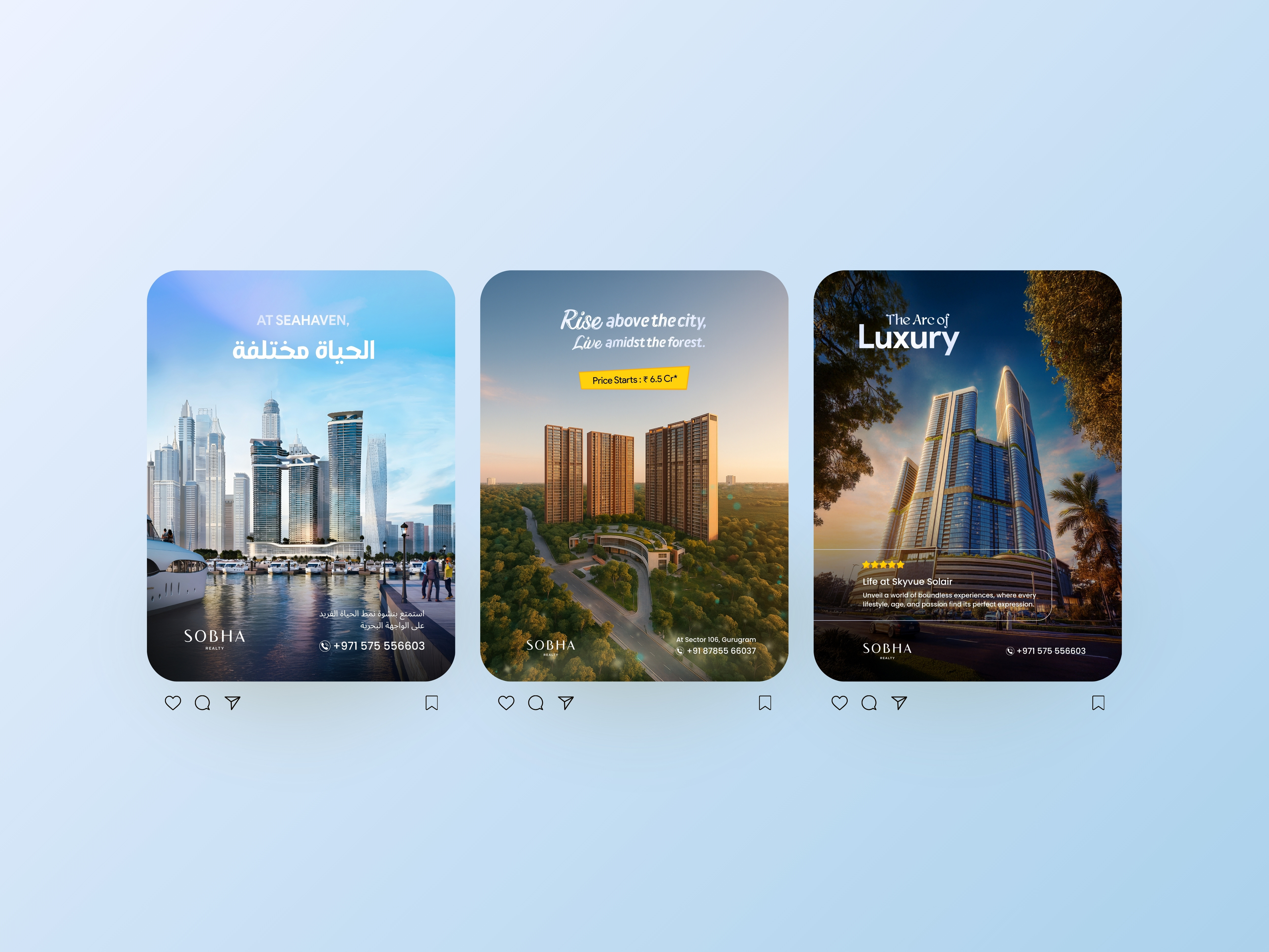 Sobha Realty - Advertising Projects / Social Media Branding ad designs ak10 branding design graphic design real estate posters sm smm sobha realty ad. projects social media