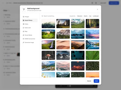 Background Gallery Modal 🎨 ai creator dashboard editor gallery modal product design ui ui design ux ux design