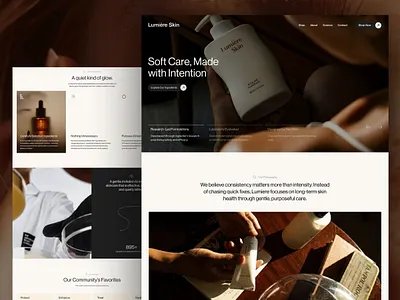 Lumière - Warm Aesthetic Skincare Ecommerce Website - About Page about website page company profile ecommerce elegant elegant website luxury luxury website minimalist modern online shop website shopify website skincare skincare ecommerce skincare website ui ui design web design website wellness wellness website