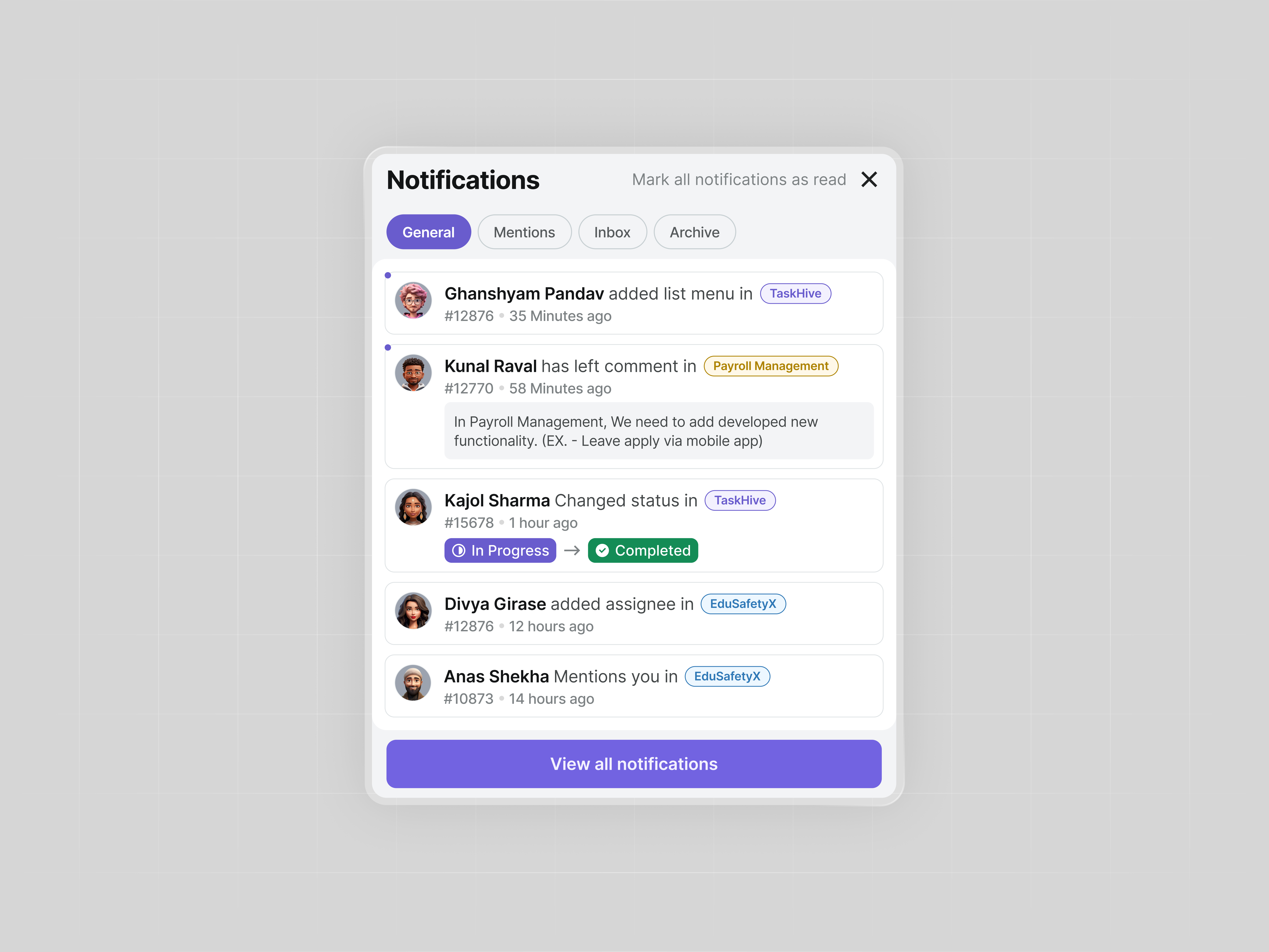 Notifications Panel UI Design | SaaS Dashboard Experience activityfeed cleanui dashboard figma interactiondesign modernui notifications productdesign saas ui uidesign ux uxdesign webapp
