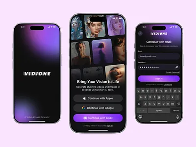 AI Video & Image Generator Onboarding aiapp aigenerator apponboarding darkmode darkui imagegenerator iosapp mobileappdesign onboardingflow productdesign uidesign uxdesign videogenerator visualdesign