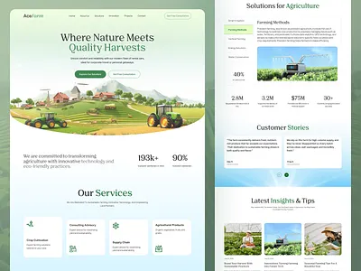Agriculture Website Design agri ecommerce agriculture agritech clean ui design digital agriculture farm management farming landing page modern ui product design saas smart farming sustainable ui uiux ux web design web ui website design