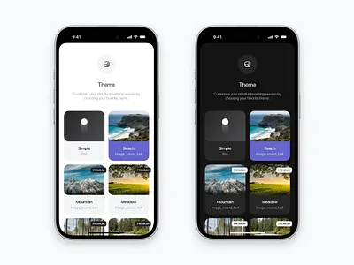 Choose Your Theme app design apple blur card custom dark design icon ios iphone label light list premium product design screen theme thumb thumbnail
