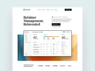 SaaS Retainer Management Platform – Landing Page & Dashboard analytics b2b dashboard fintech management product design retainer saas startup ui design web design