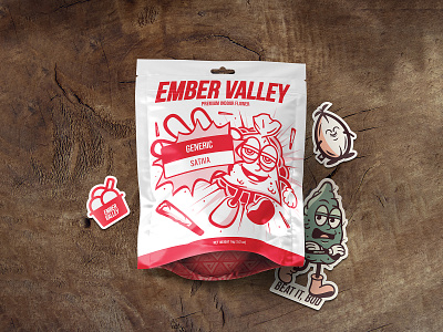 Ember Valley - Mylar Bags brand design brand identity branding cannabis character graphic design high illu illustration jeffrey dirkse logo designer marijuana packaging rubber hose smoking stickers thc vape vector visual identity