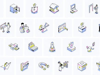 Universal Isometric Icons Bundle app business creative dashboard design development digital finance icon infographics interface isometric marketing productivity strategy technology universal vector web work