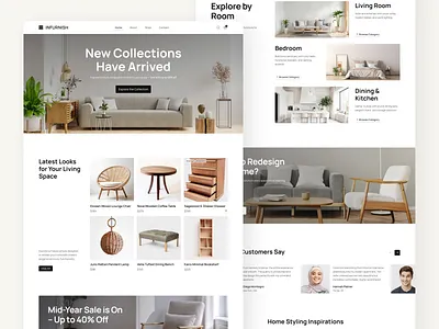Infurnish Homepage - Furniture E-Commerce Website UI Figma design inspiration ecommerce figma furniture design homedecor interior design minimal design online store product design ui design ui inspiration ui showcase ui trends uiux ux design website website design