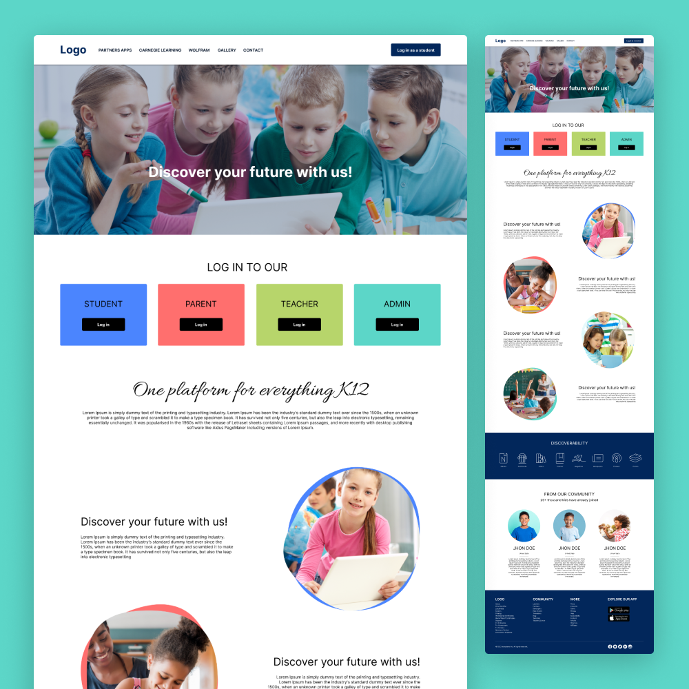 Educational Landing Page Design dashboard design graphic design landing page landing page uii ui design user interface website design
