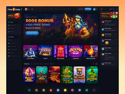 FireBets - Online Casino betting blockchain casino app casino game crypto crypto casino gambling game interface live casino mobile casino online casino original casino rewards slots slots games strategy games table games ui web web3