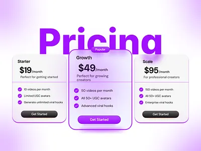 SaaS Pricing Page UI — Subscription Plans & Conversion Design pricing table ui saas pricing page startup saas subscription plans ui ui ux ui design