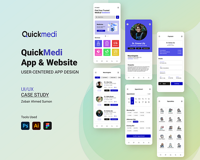 QuickMedi App & Website Case Study branding graphic design mobile app design ui ui design user interface design ux design