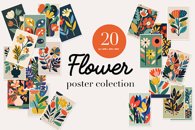 Botanical Flower - Poster colection art print botanical design flower illustration poster wall art