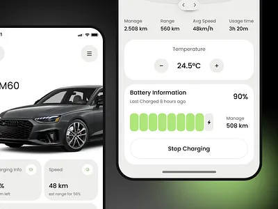 EV Mobile App android app automotive car charge clean energy ev ui ux vehicle