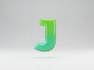 Green Jelly Letter J – Transparent 3D Typography 3d art 3d lettering creative lettering design inspiration gel texture letter art material study typography