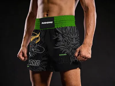 RUSHGARD MMA Short Pants "DRAGON" branding design design pants dragon fight brand graphic design gym wear illustration mma sports training gear