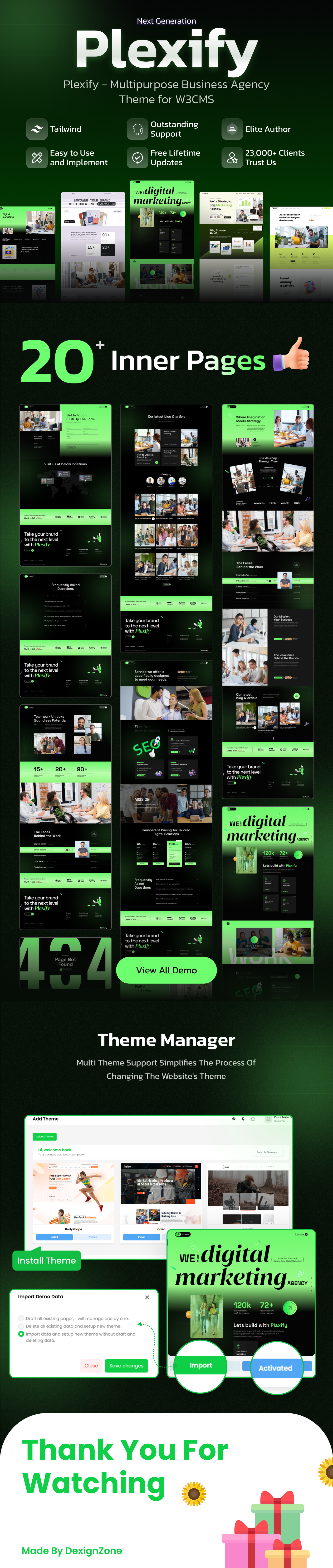 Plexify - Multipurpose Business Agency Theme for W3CMS branding creative design illustration logo product design template ui uiux website