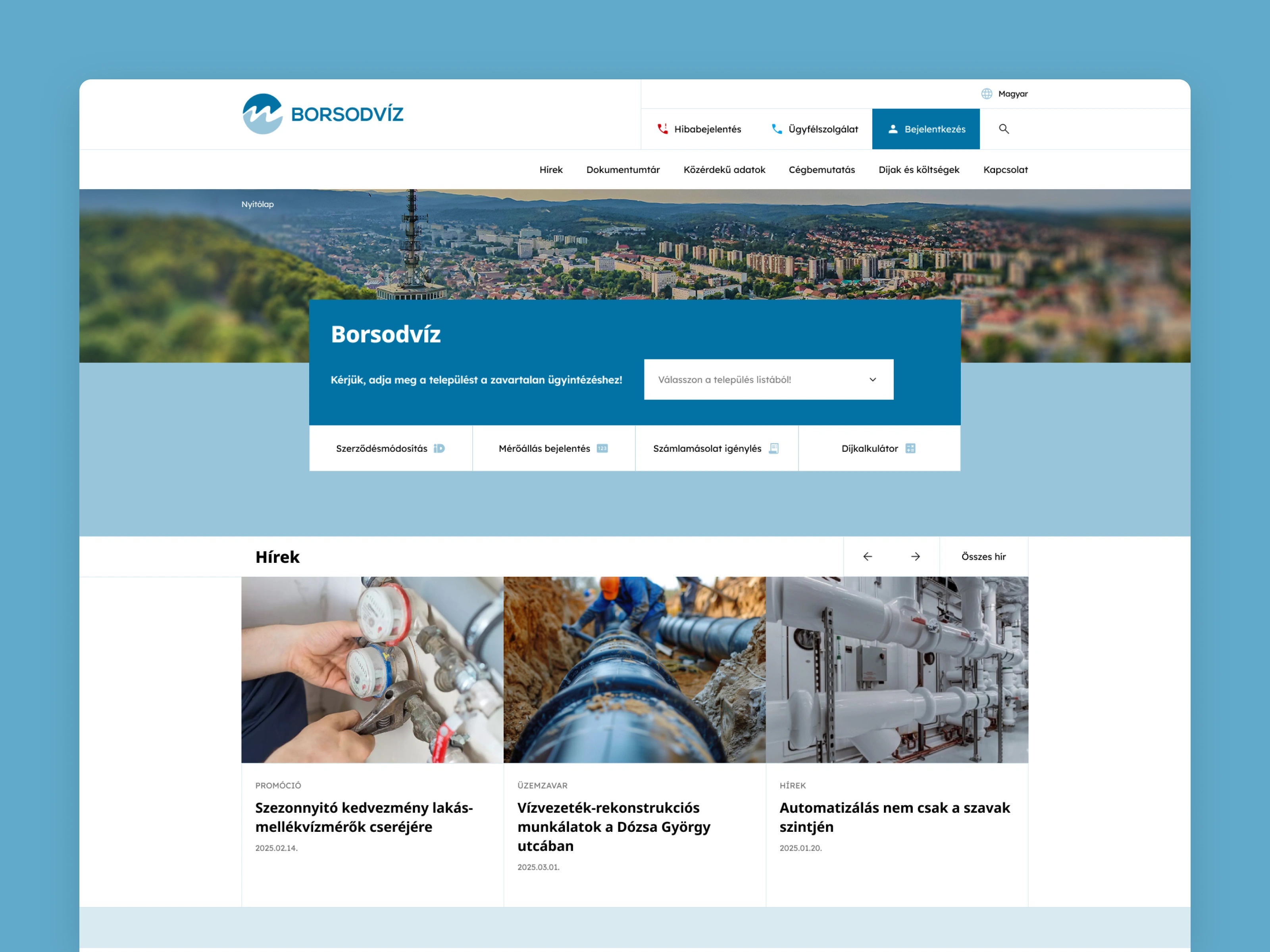 Water utility website clean layout corporate website design system flat design modular public services themeable water utility web design website template