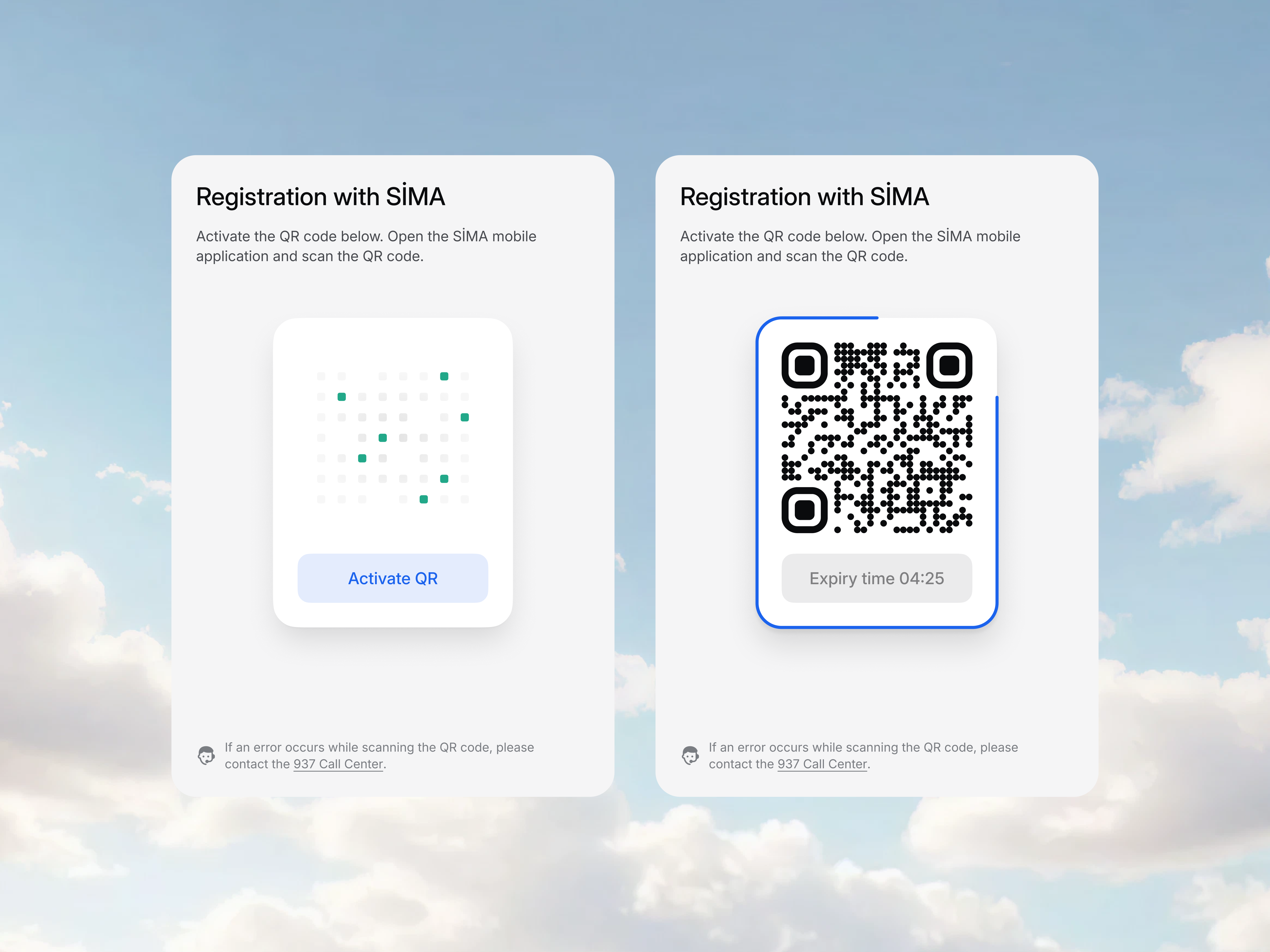 Registration with QR code activate clean code loader loading minimal qr qrcode state ui ux web