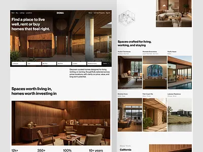 DOMA — Editorial Real Estate Marketplace Landing Page architecture editorial landing page marketplace minimal modern website property real estate typography ui design ux design website