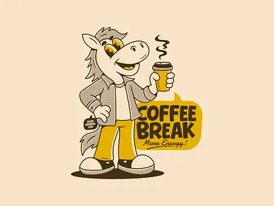 Horse character drink coffee adipra adipra std adipra studio adpr cartoon coffee design cheerful character coffee break illustration coffee lover art coffee mascot coffee vibes art creative illustration cute animal illustration digital artwork funny character art horse character modern illustration retro cartoon style streetwear graphic t shirt graphic