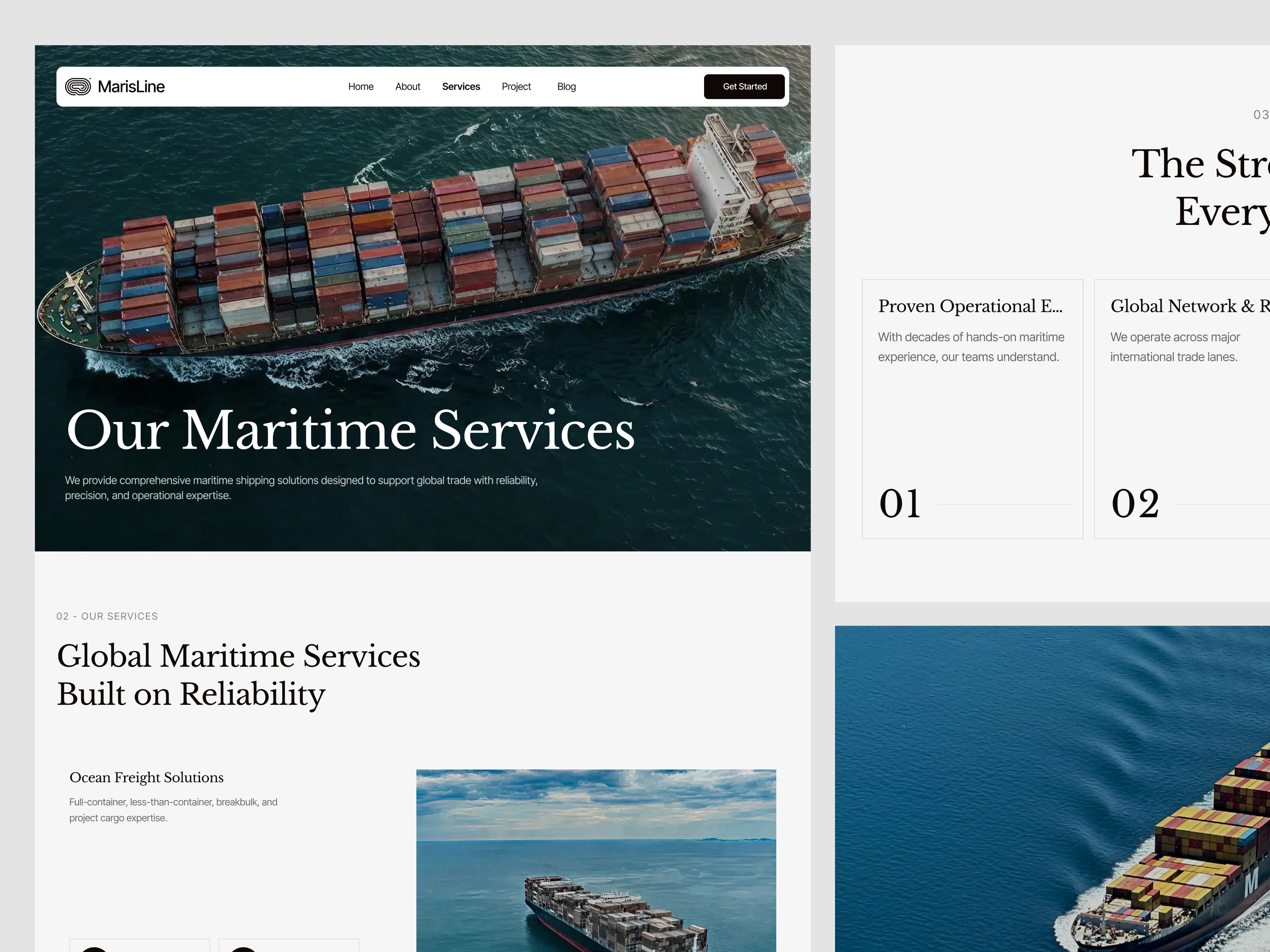 Example of MarisLine — Maritime Services Overview Page
