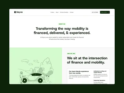 Keyvo About Page app automotive design heyo interface keyvo landing page mobile ui ux web website