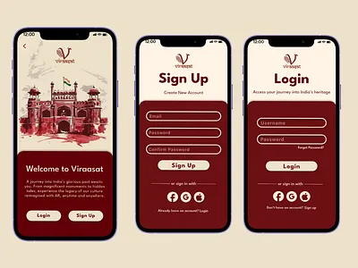 Viraasat Onboarding Screen 3d app branding design graphic design login onboarding signup ui