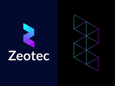 Zeotec Z Letter polygon Logo Design Concept 3d brand identity colorful logo company logo creative logo gradient logo graphic design illustration logo design polygon logo ui z letter logo zeotec logo