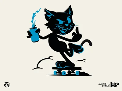Cat Mascot cat character design graphics illustration skateboarding soda t shirt design tee design vector vector design