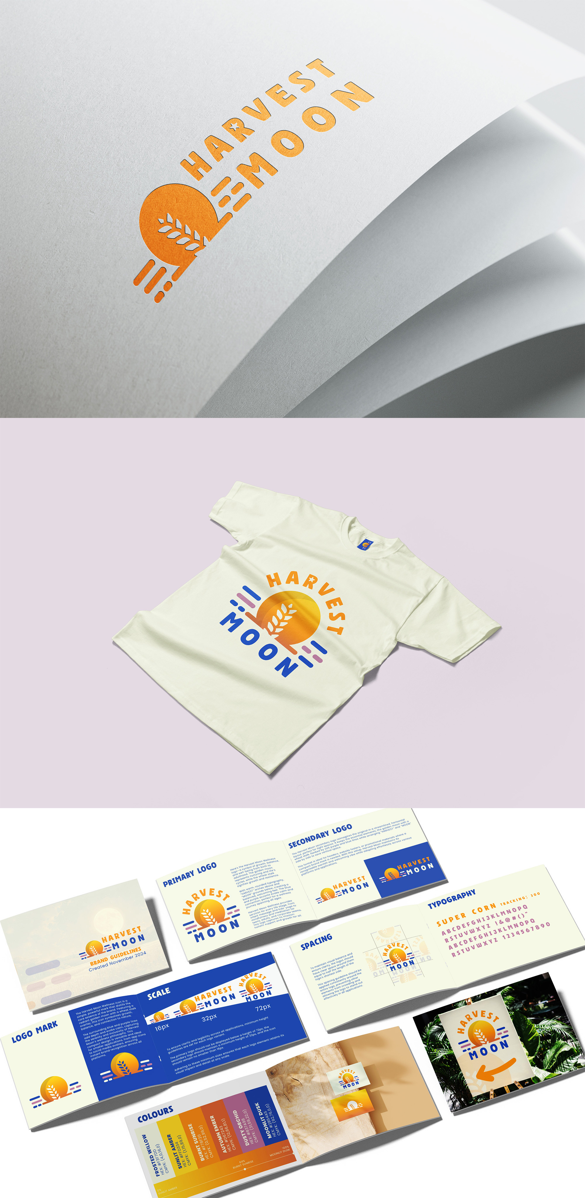 Warm & Playful Branding for a Nature-Inspired Business bold logo brand system design cheerful visual identity eco brand design friendly brand identity geometric logo harvest logo logo and guidelines logo on merch modern rustic identity nature branding organic logo design playful logo design seasonal branding small business branding sun and wheat logo typography led branding warm brand palette wellness logo wheat icon logo