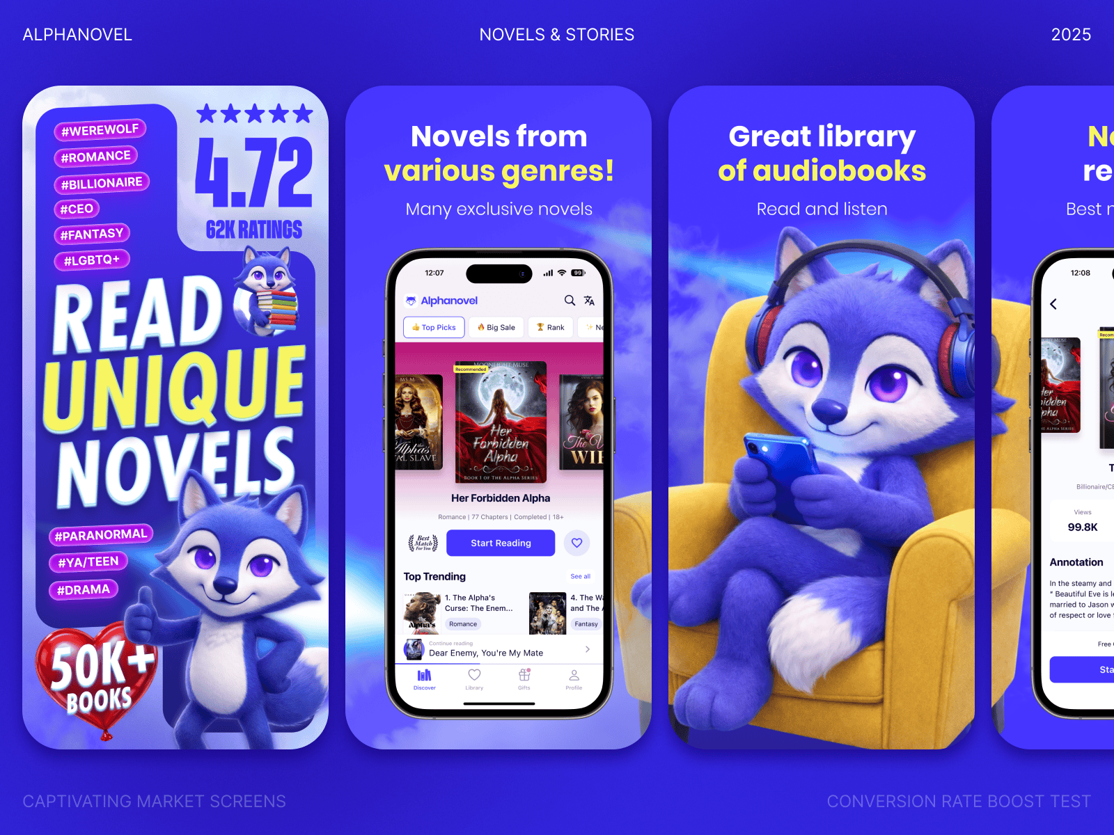 AlphaNovel - AppStore Screenshots alphanovel appstore branding design ios konturpasha screenshots typography